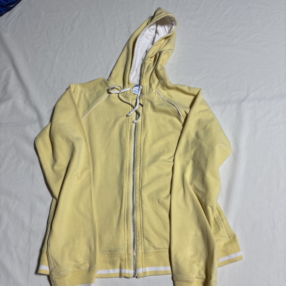 Vintage Ladies Foot‎ Locker Zip Up Hoodie M Yellow Y2K 90s